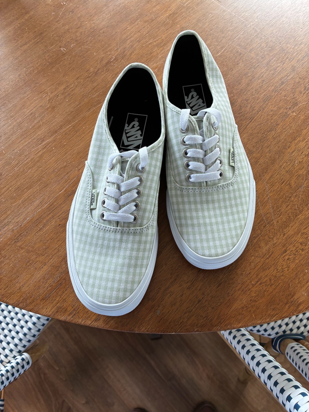 Vans Authentic Low Top Sneakers in Light Green Gingham